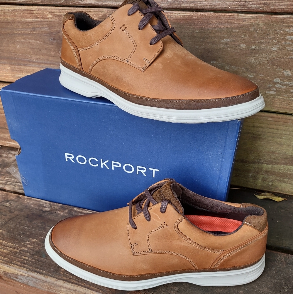 Rockport Men's Dressports 2 Go Pt New Caramel Leather Shoes Size 9M